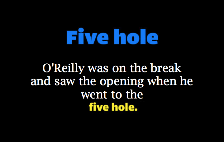 Hockey Slang: Five hole example